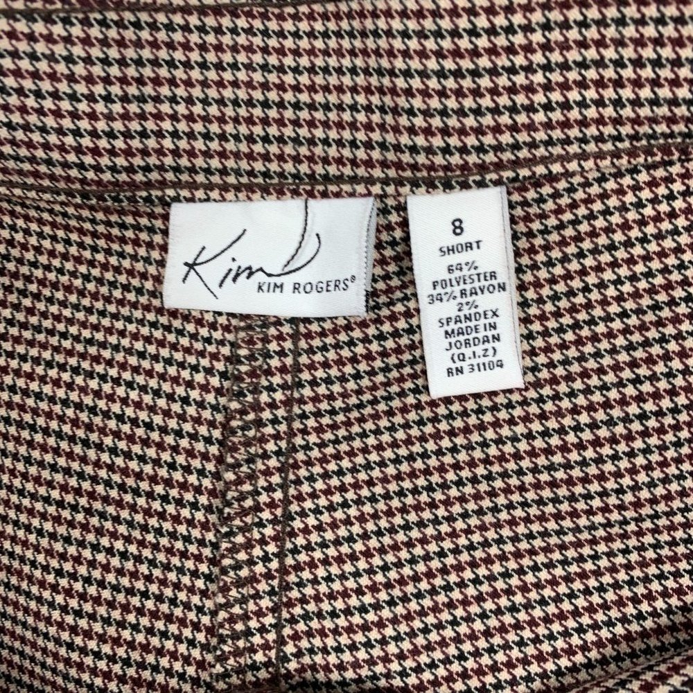 Kim Rogers 8P Pants Petite Straight Brown Black Ho - Picture 6 of 7